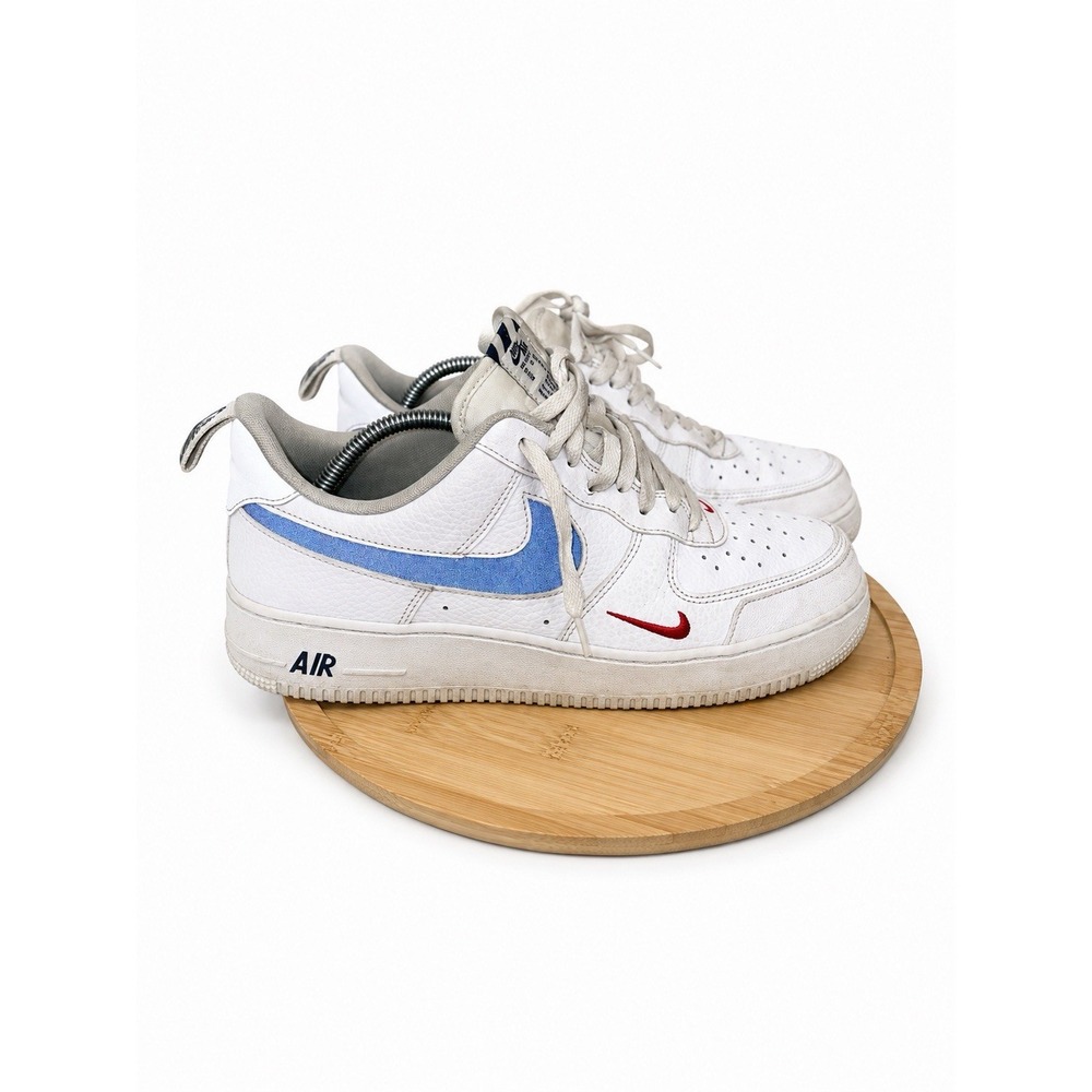 air force 1 blue and red checks mens 9.5